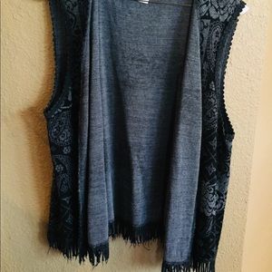 Lennie/Nina Leonard Black/Grey Sweater Cover Sz 1X